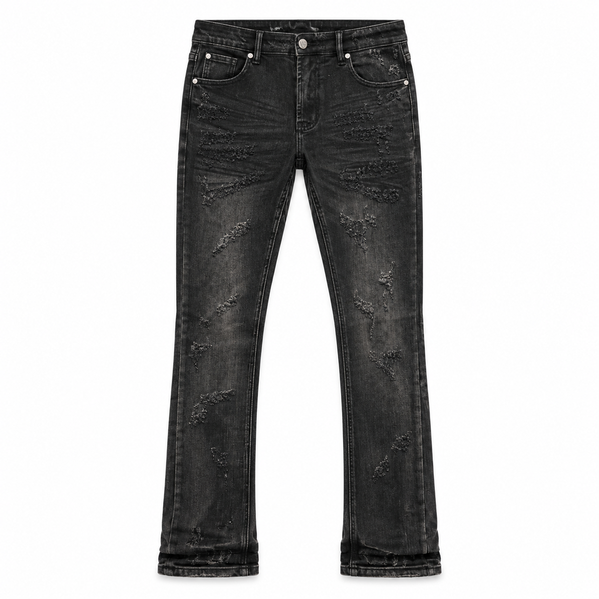 VALABASAS WIRED BLACK WASH STACKED JEANS Black Wash front flat lay