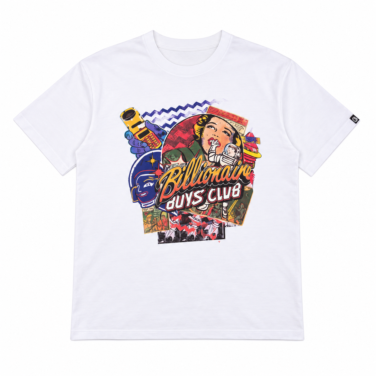 Billionaire Boys Club BB BLAST T-SHIRT in White, front flat lay at ICON Clothing