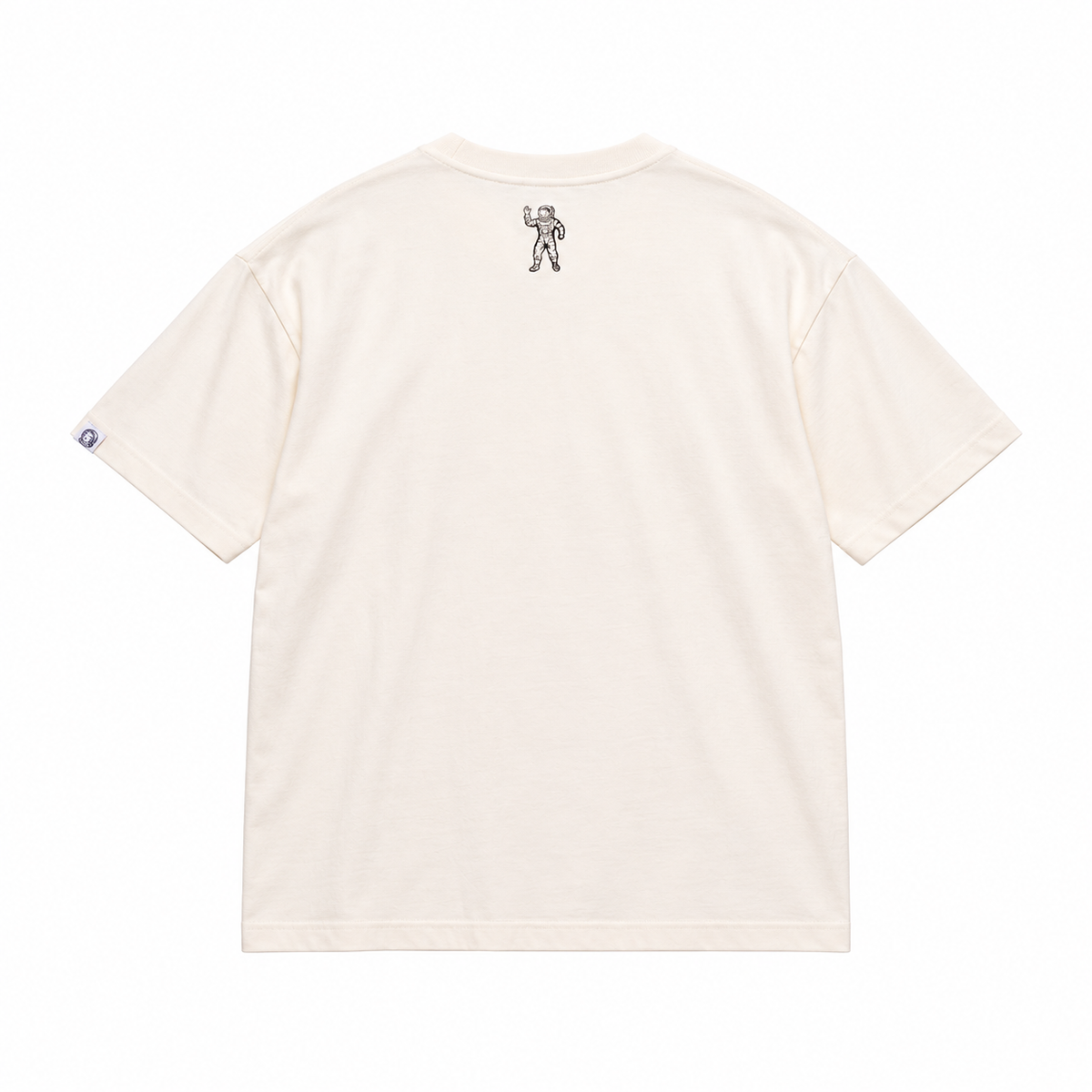Billionaire Boys Club BB FOGGY SCRIPT T-SHIRT in White, back flat lay at ICON Clothing