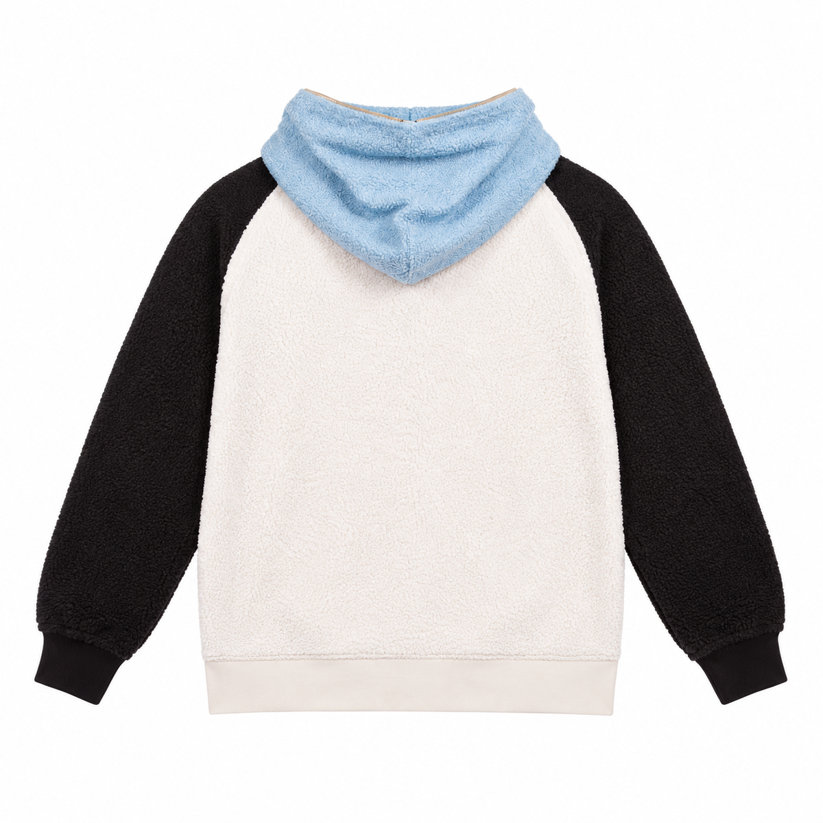 Billionaire Boys Club BB RAGLAN CURVE ZIP HOODIE in White, back flat lay at ICON Clothing