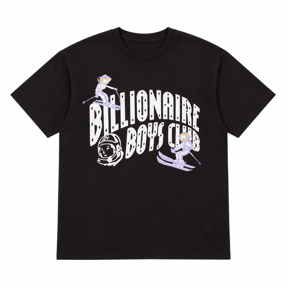 Billionaire Boys Club BB SKI CURVE T-SHIRT in Black, front flat lay at ICON Clothing