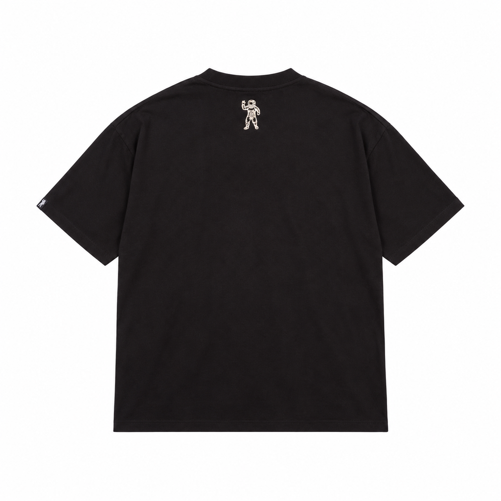 Billionaire Boys Club BB SNOWGLOBE OVERSIZED T-SHIRT in Black, back flat lay at ICON Clothing