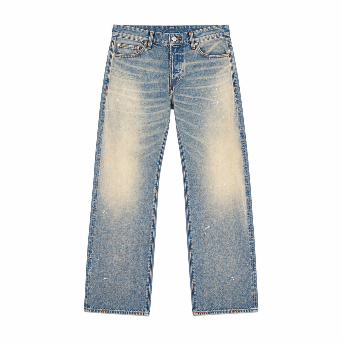 Billionaire Boys Club BB SOL HEART FIT JEANS in Blue, front flat lay at ICON Clothing