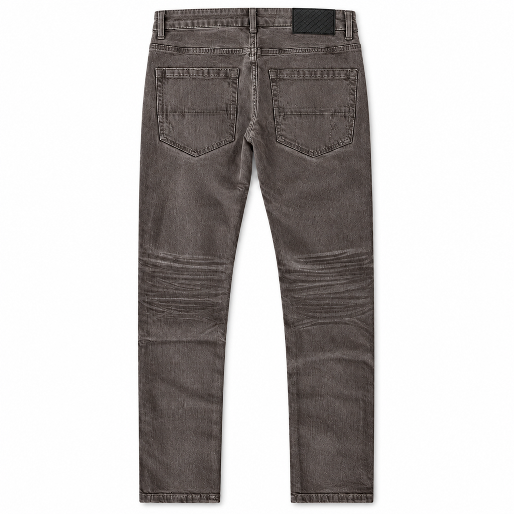 LVNT BROWN WASH SKINNY JEANS, back flat lay on white background