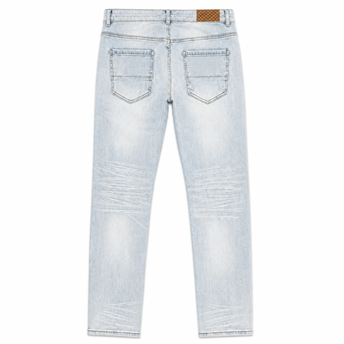 LVNT ICE BLUE SKINNY JEANS, back flat lay on white background