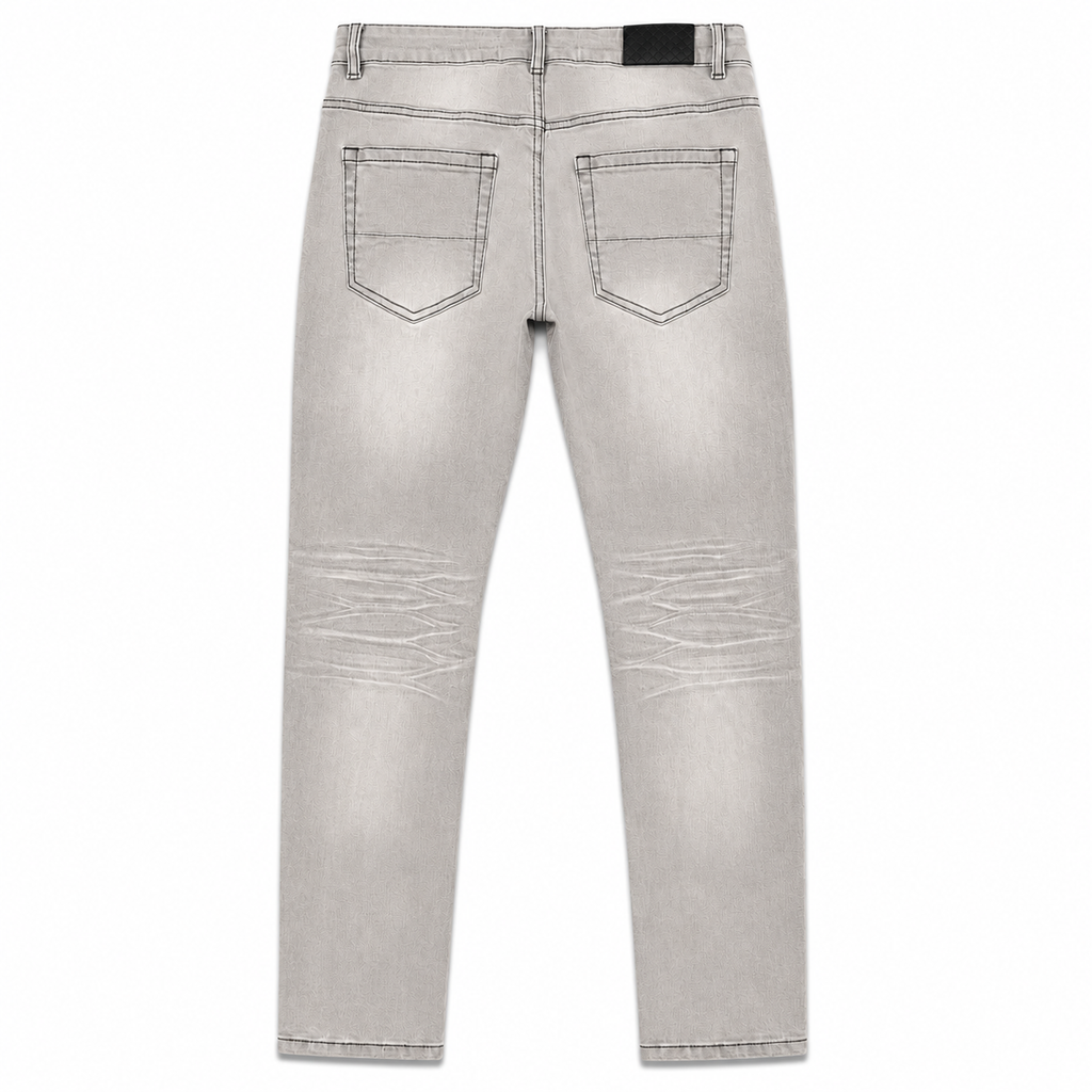 LVNT ICE GREY SKINNY JEANS, back flat lay on white background
