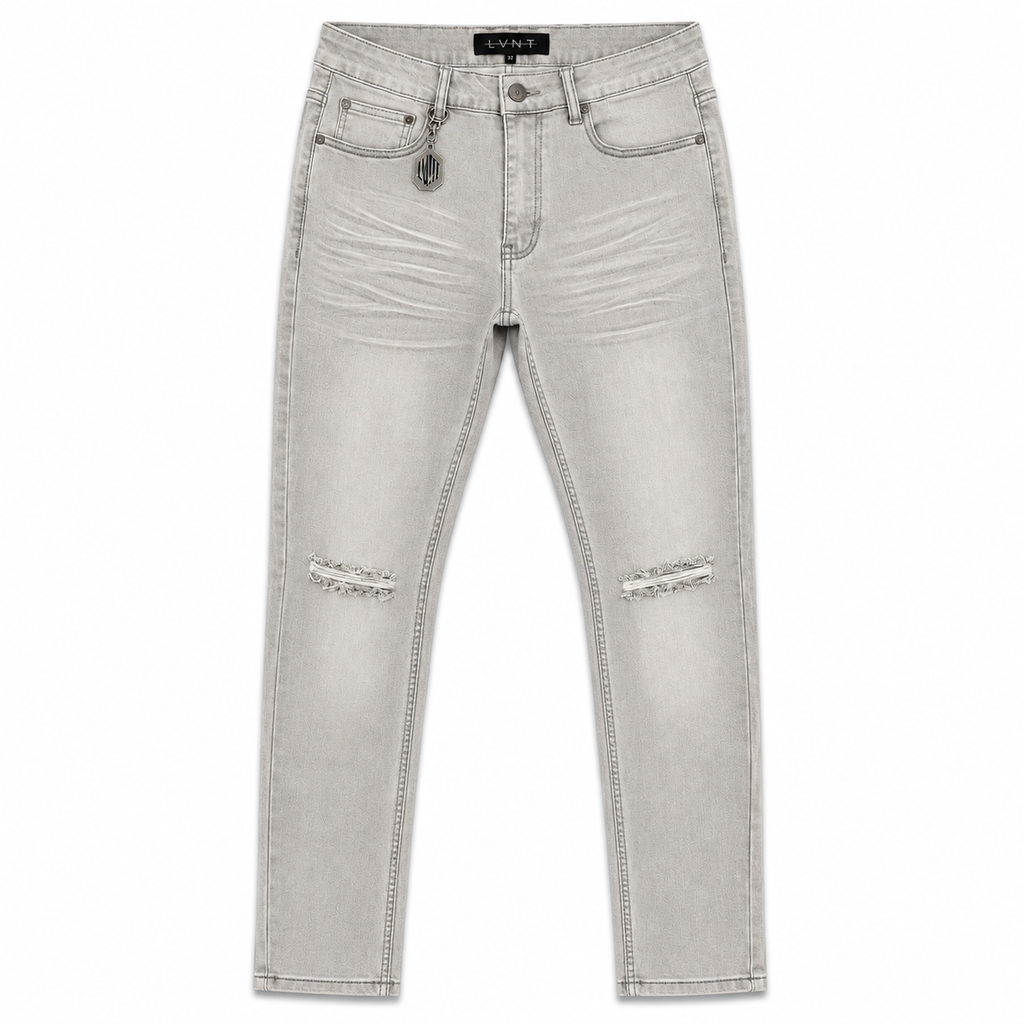 LVNT ICE GREY SKINNY JEANS, front flat lay on white background