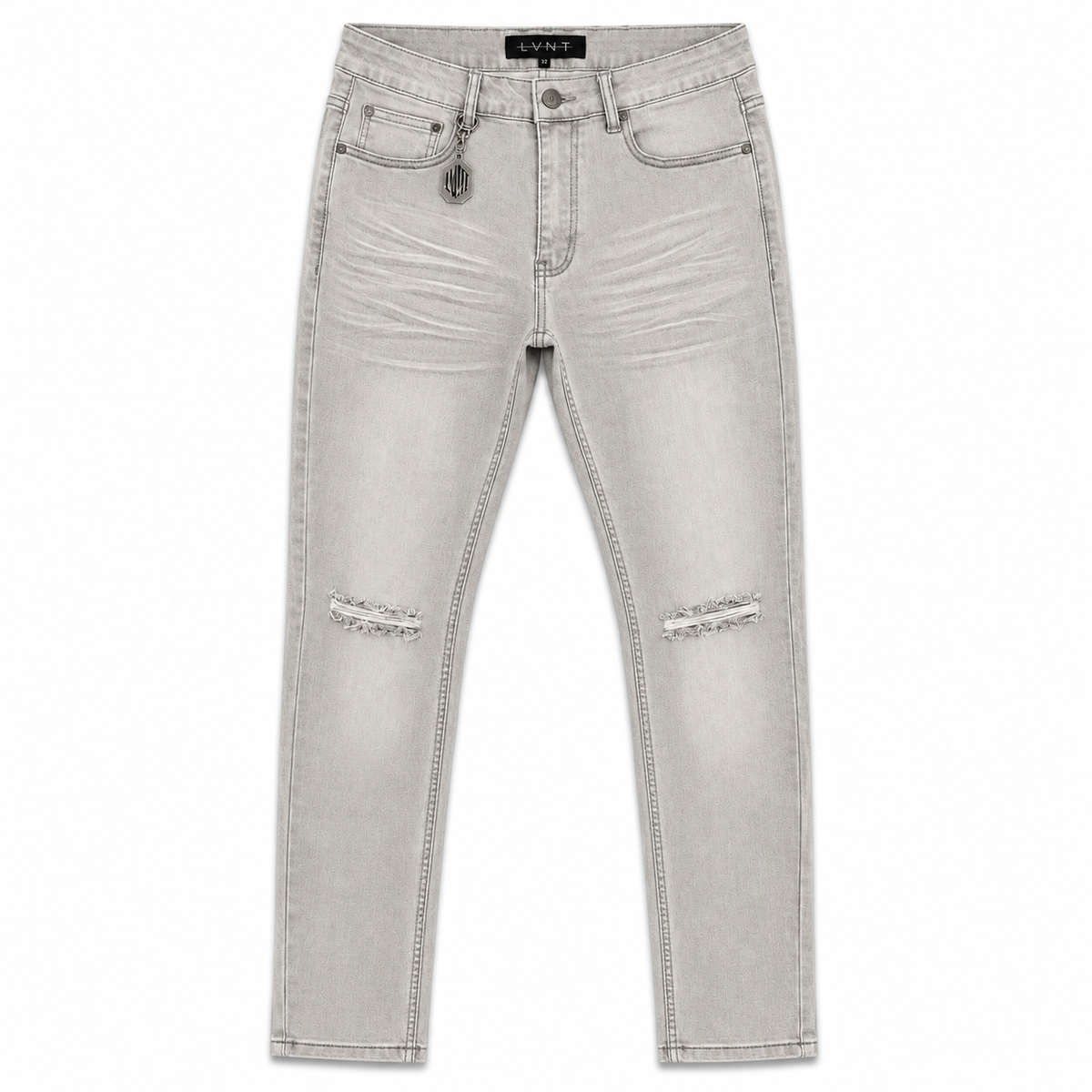 LVNT ICE GREY SKINNY JEANS, front flat lay on white background