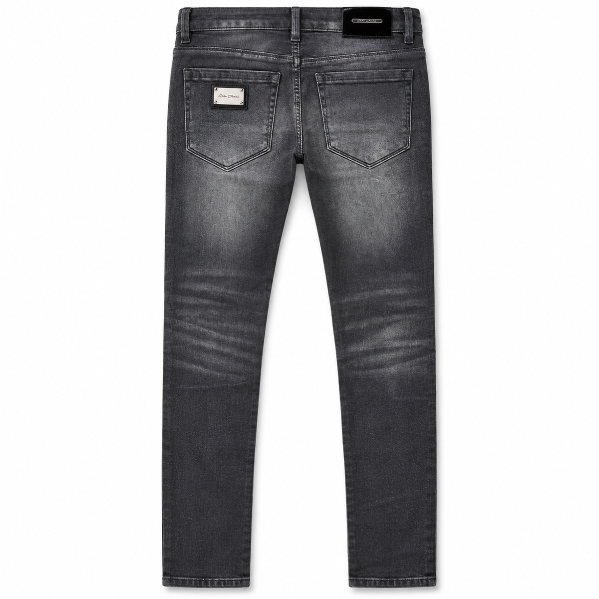 OCHO DEEP DARK BLUE JEANS, back flat lay on white background