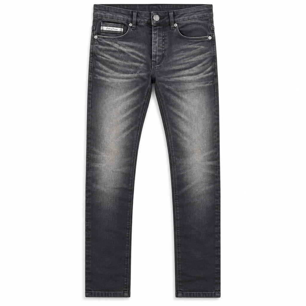OCHO DEEP DARK BLUE JEANS, front flat lay on white background