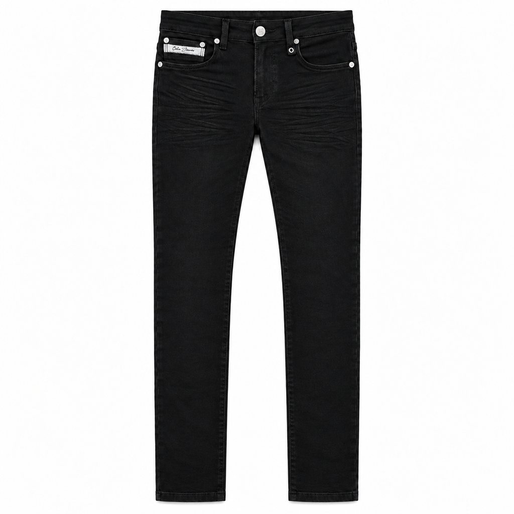 OCHO ECLIPSE BLACK JEANS, front flat lay on white background