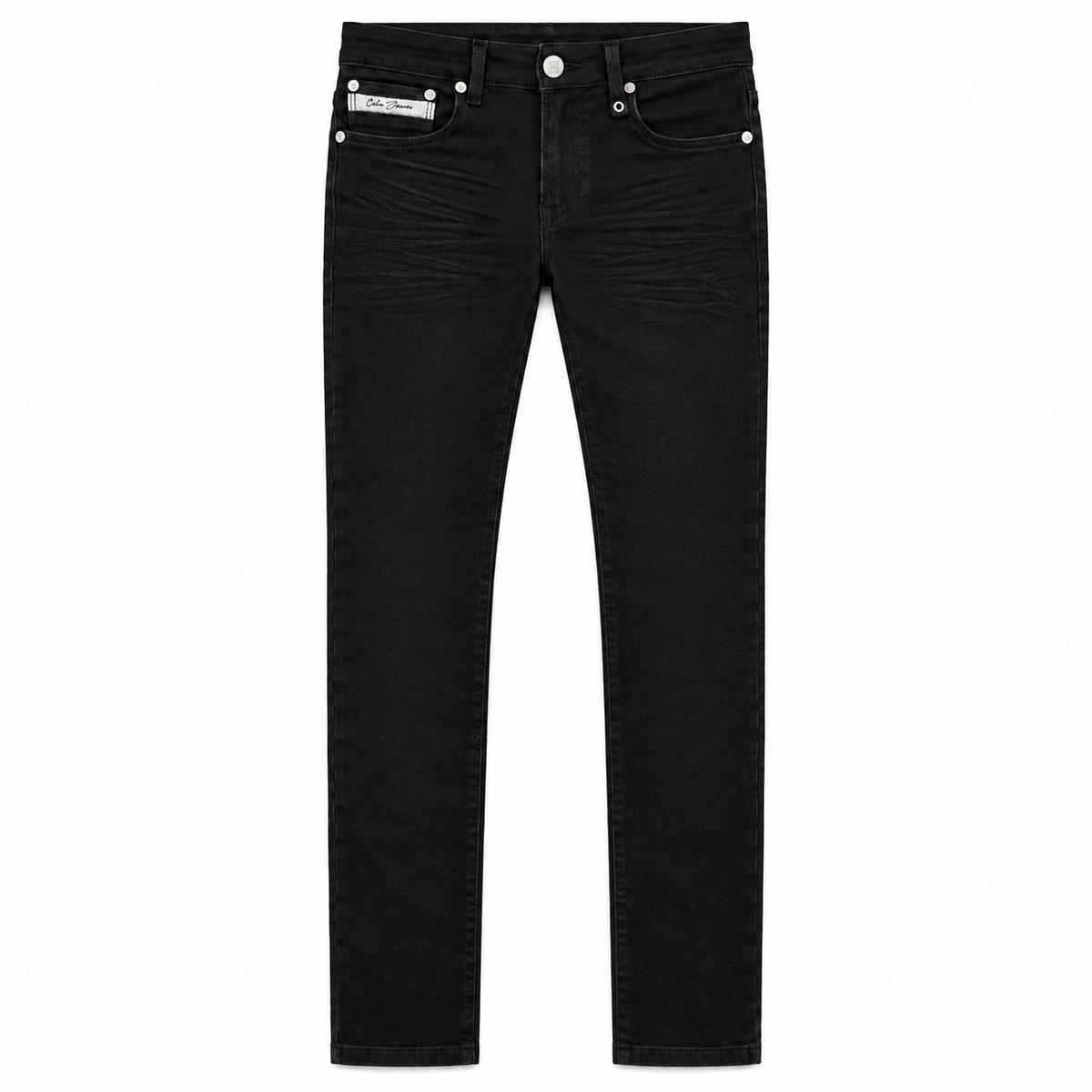 OCHO ECLIPSE BLACK JEANS, front flat lay on white background