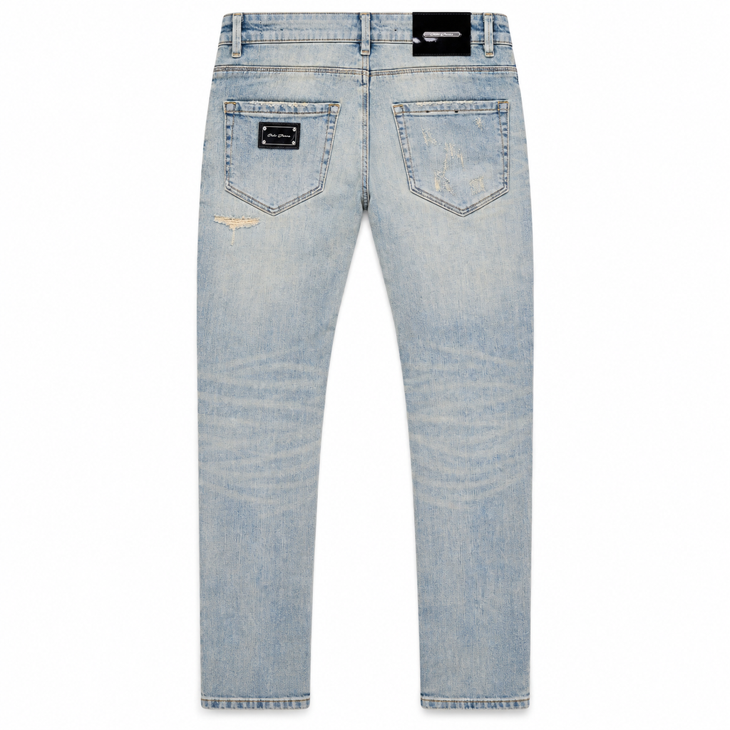 OCHO FROST LIGHT GREY JEANS, back flat lay on white background
