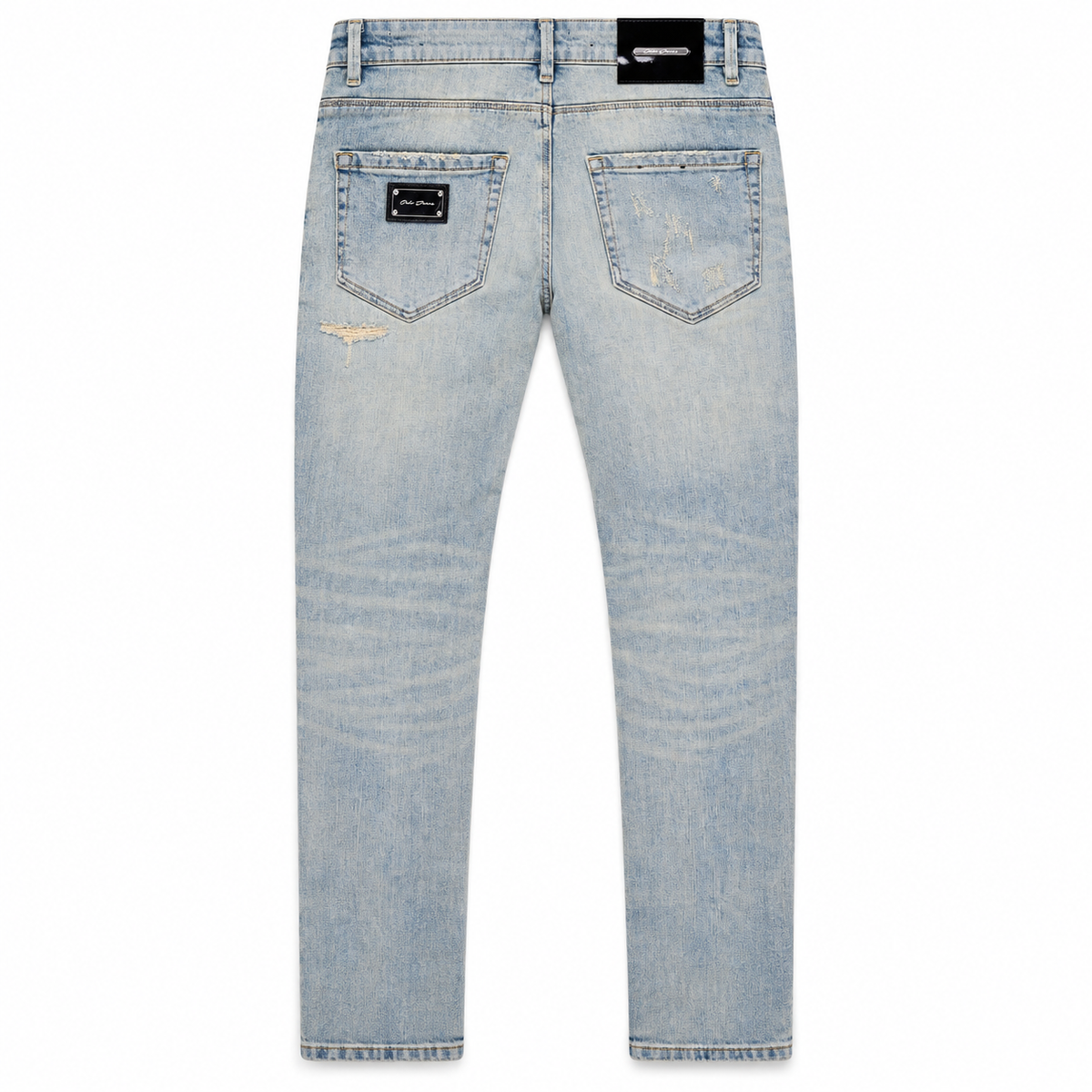 OCHO FROST LIGHT GREY JEANS, back flat lay on white background