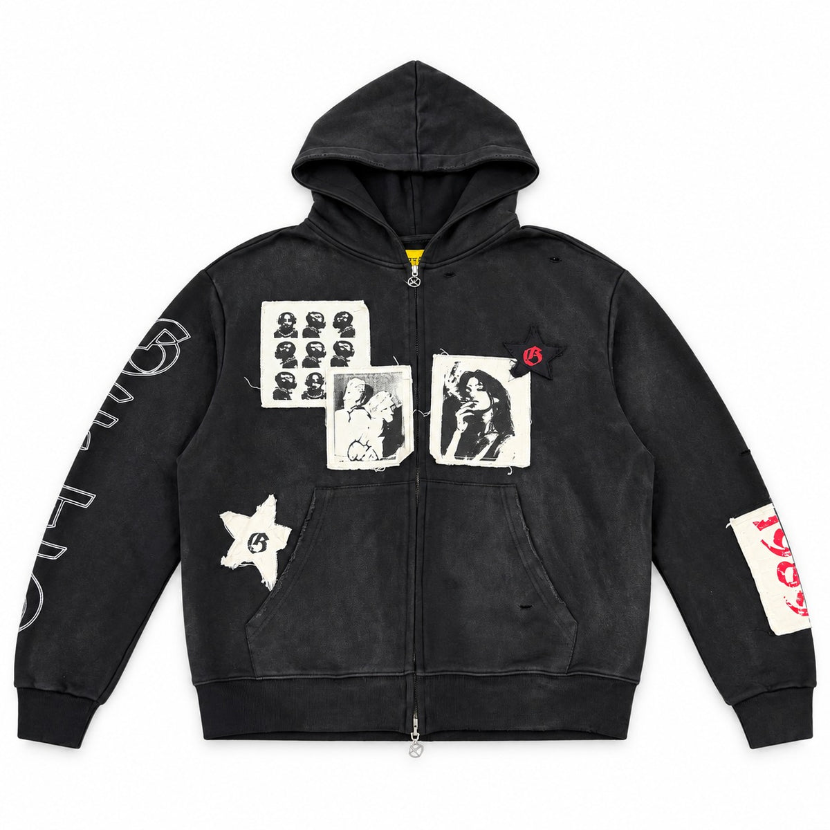 GFTD LA 1989 black zip hoodie, front flat lay