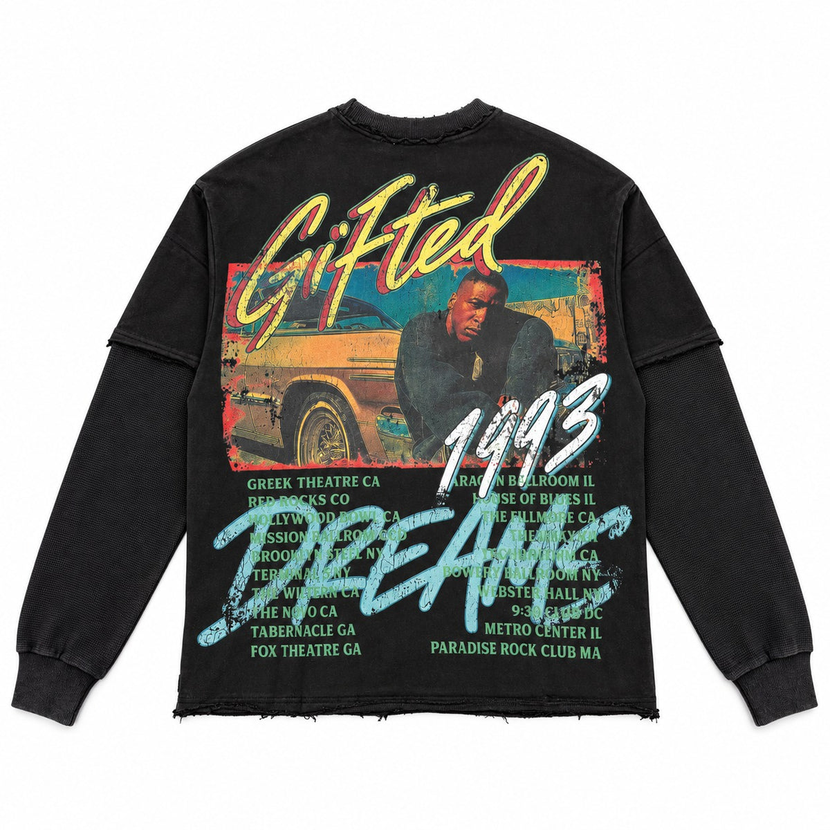 GFTD LA 93 Dreams Black Long Sleeve Tee - back view