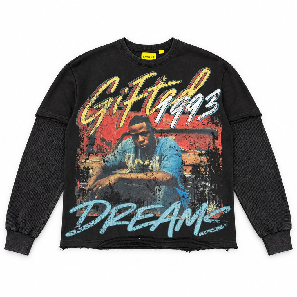 GFTD LA 93 Dreams Black Long Sleeve Tee - front view