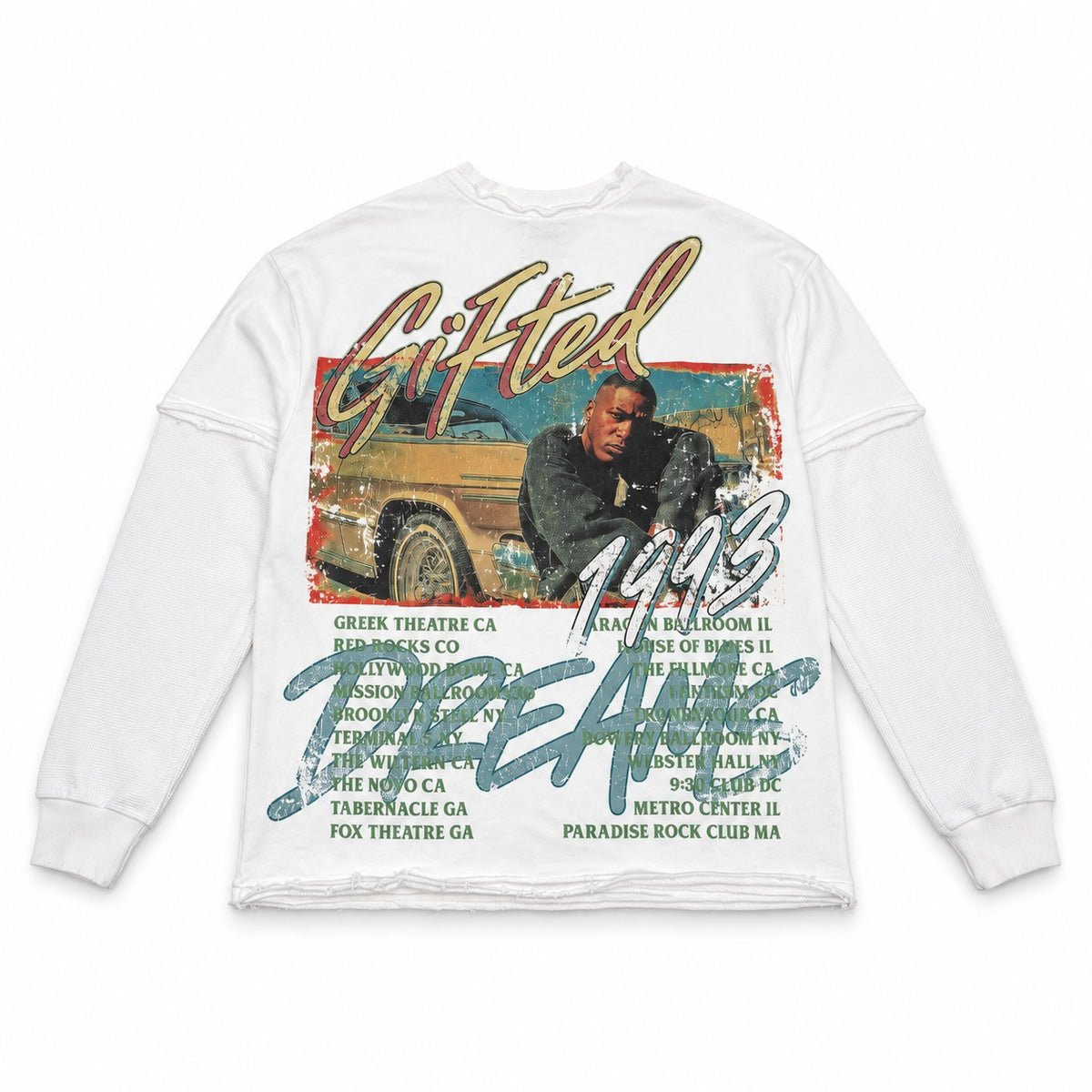 GFTD LA 93 Dreams White Long Sleeve Tee - back view