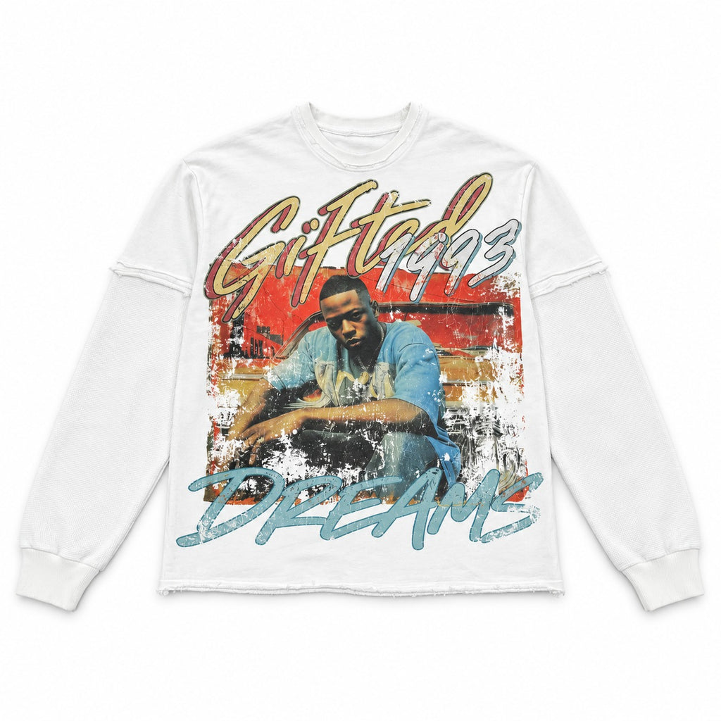 GFTD LA 93 Dreams White Long Sleeve Tee - front view