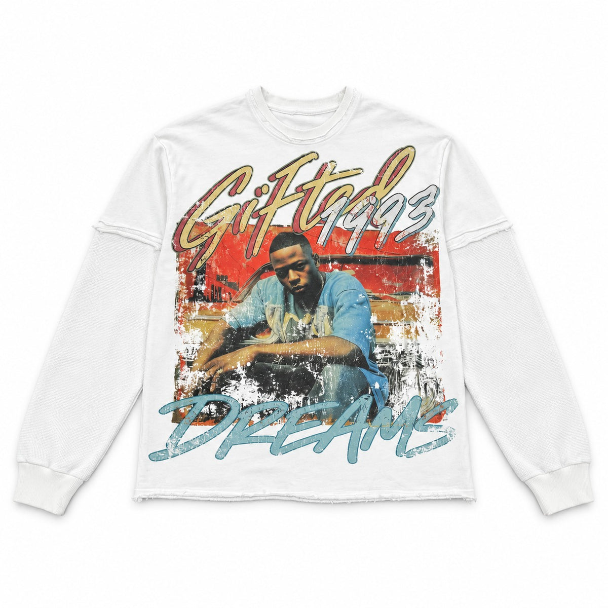 GFTD LA 93 Dreams White Long Sleeve Tee - front view