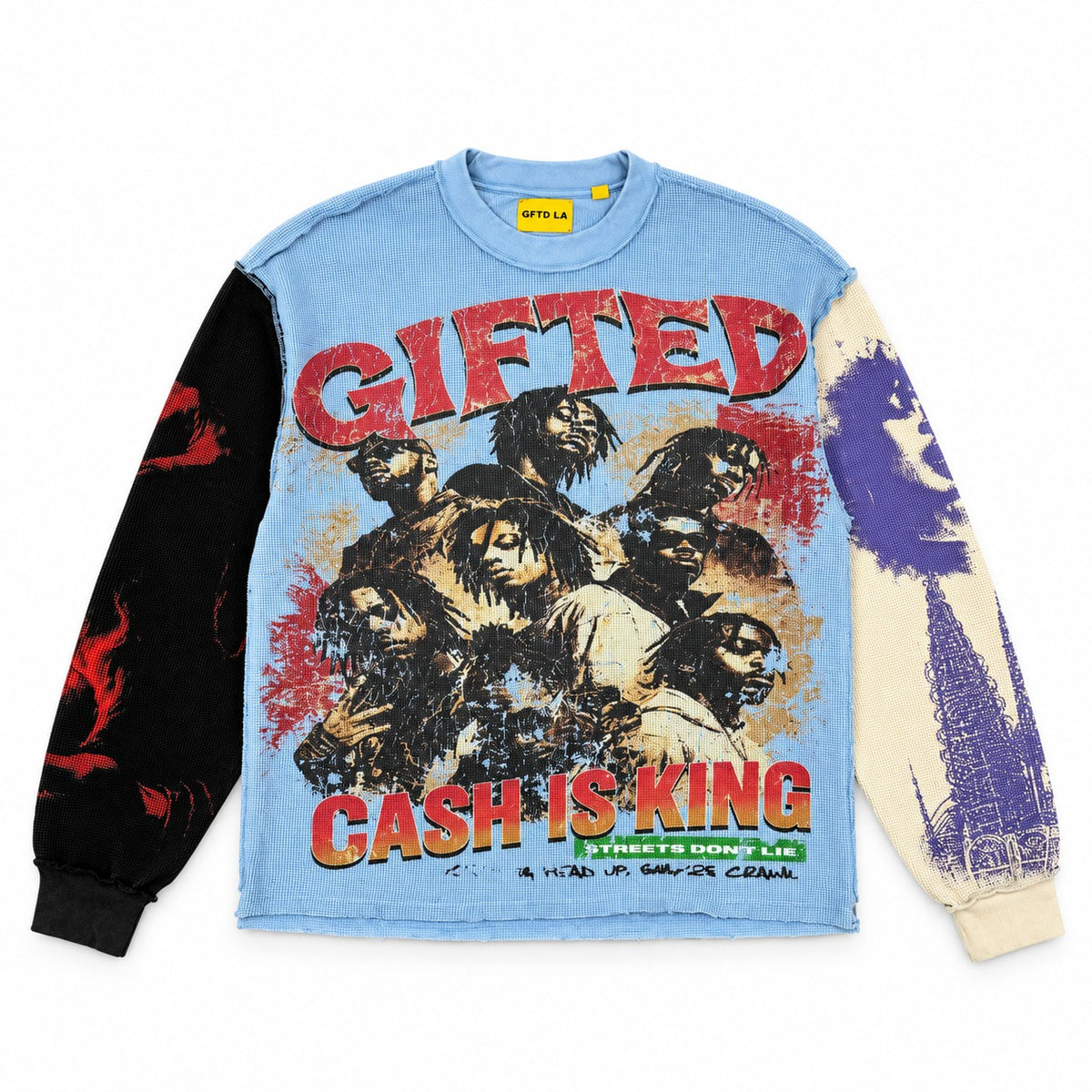 GFTD LA Cash King Blue Long Sleeve Tee - front view