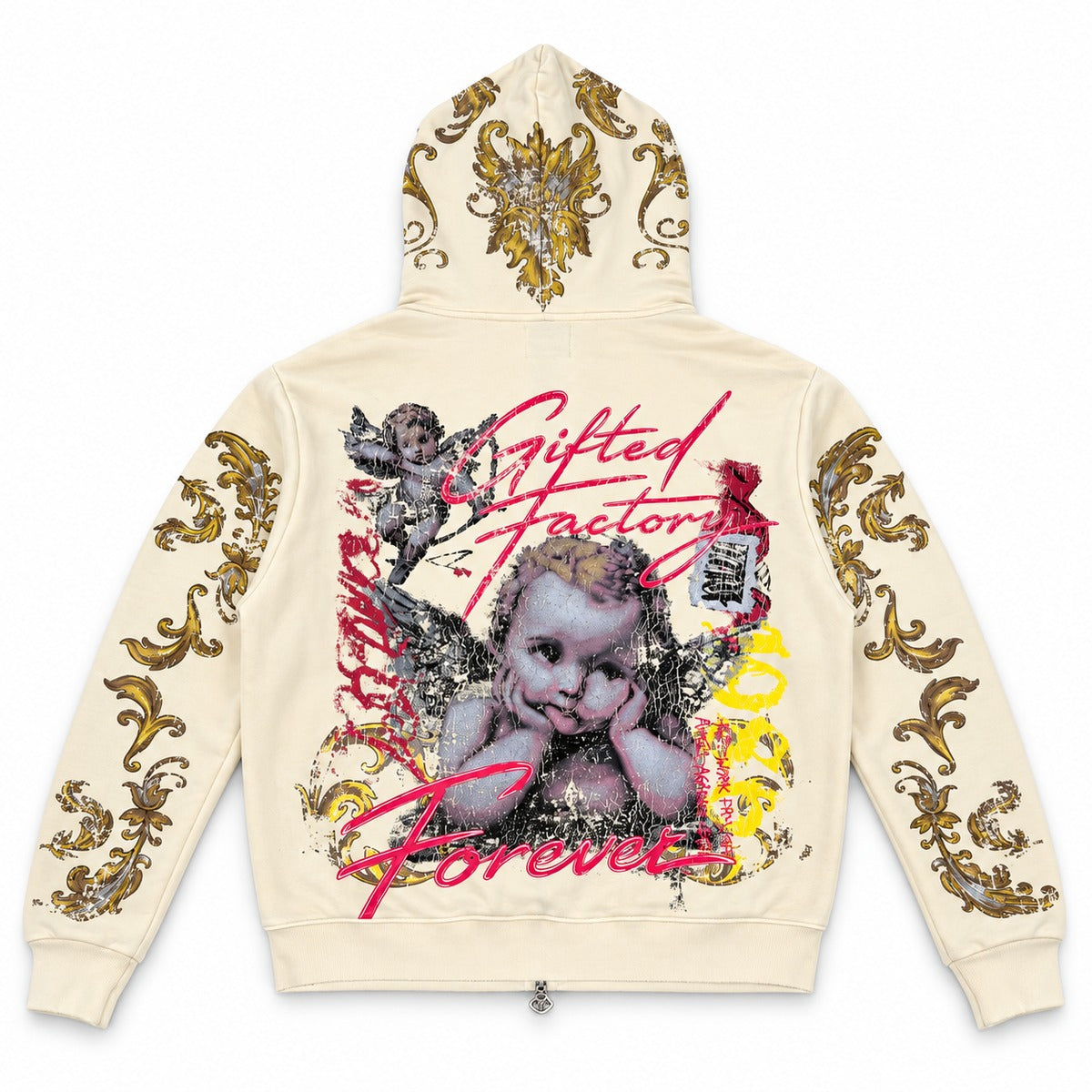 GFTD LA Gifted Factory Cream Zip Hoodie - back view