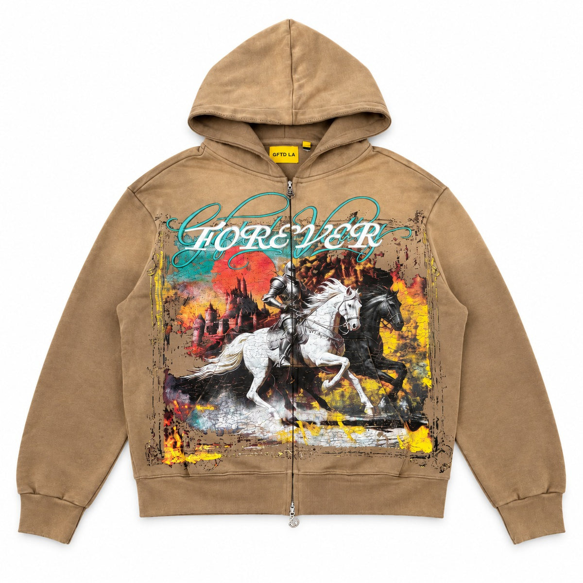 GFTD LA Gifted Kingdom Khaki Zip Hoodie - front view