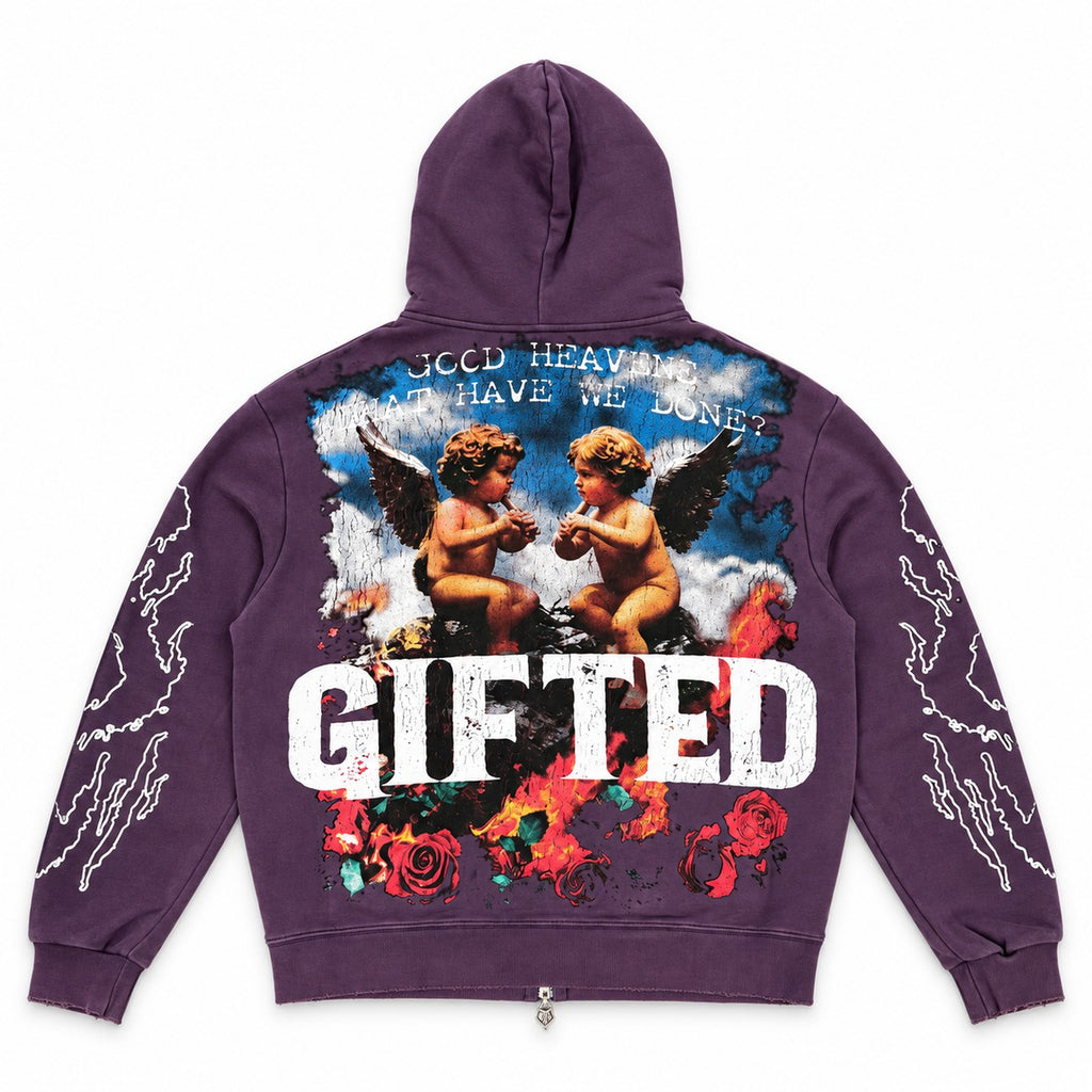 GFTD LA Heaven At Risk Purple Zip Hoodie - back view