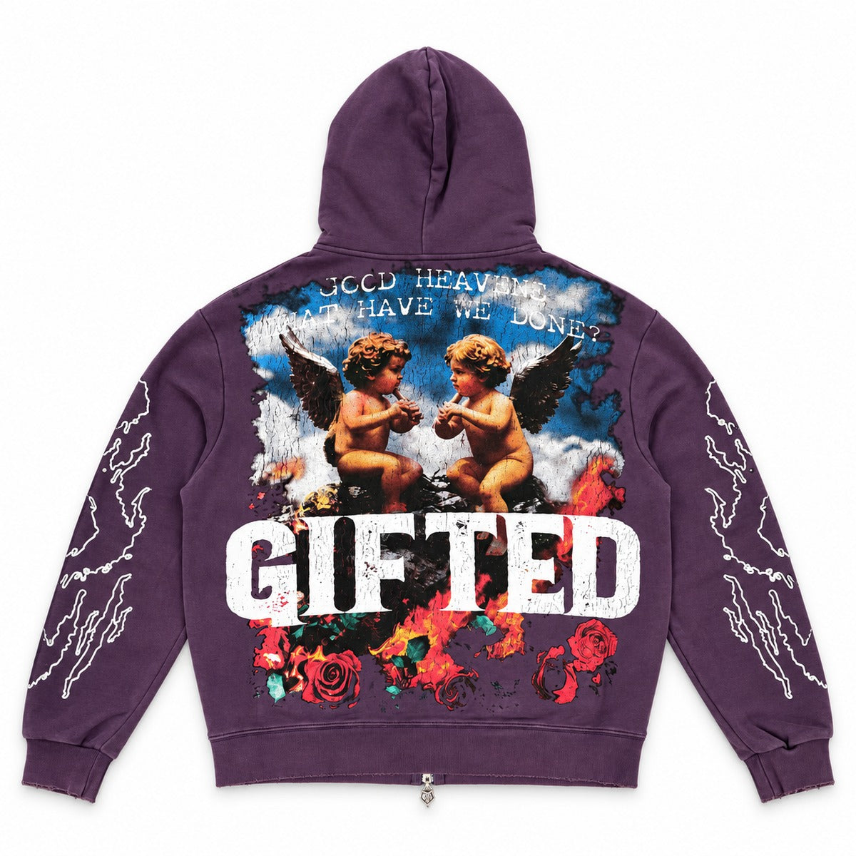 GFTD LA Heaven At Risk Purple Zip Hoodie - back view