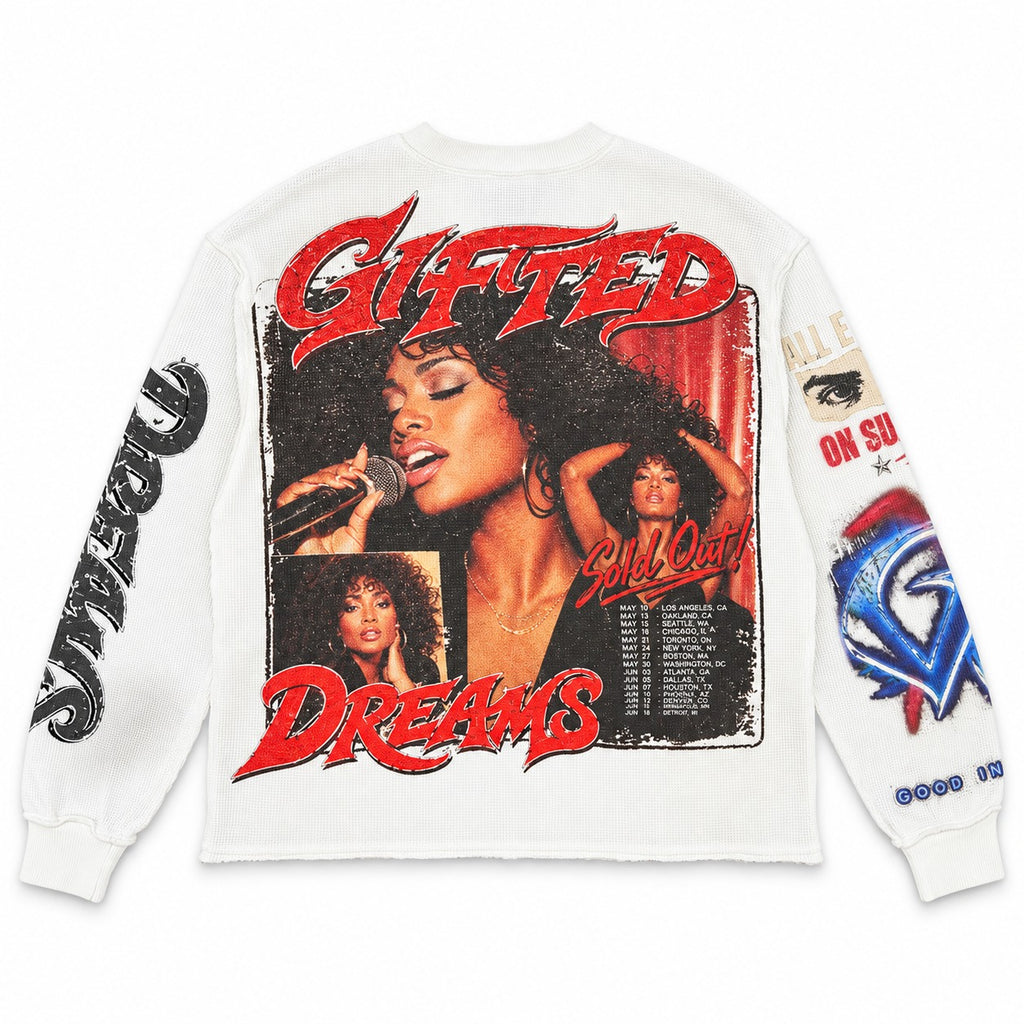 GFTD LA I Am King White Long Sleeve Tee - back view
