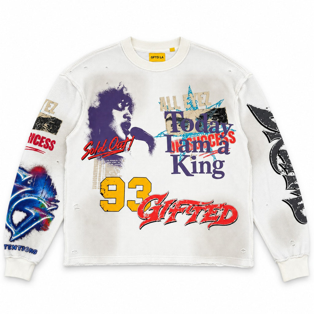 GFTD LA I Am King White Long Sleeve Tee - front view