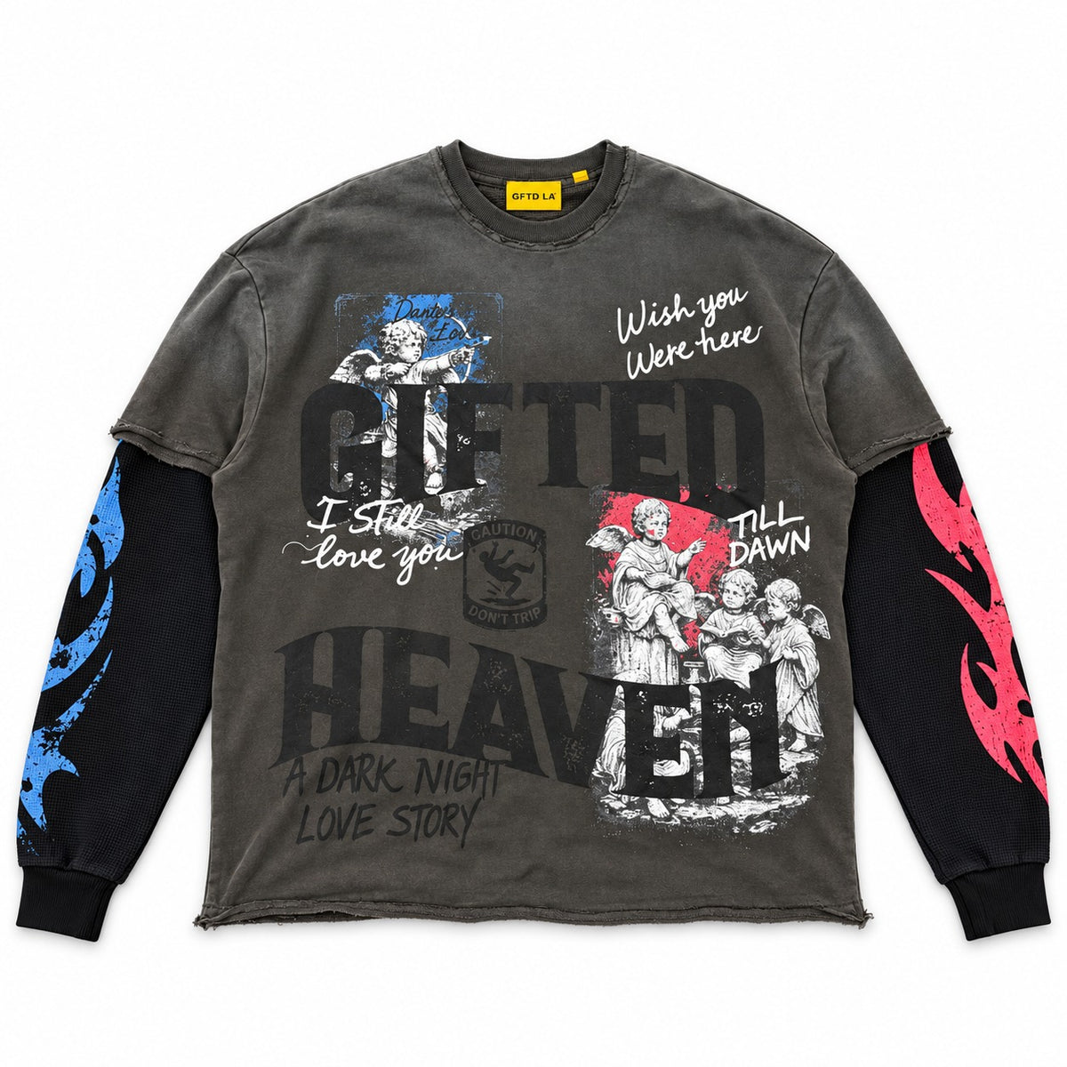 GFTD LA Love Never War Charcoal Long Sleeve Tee - front view
