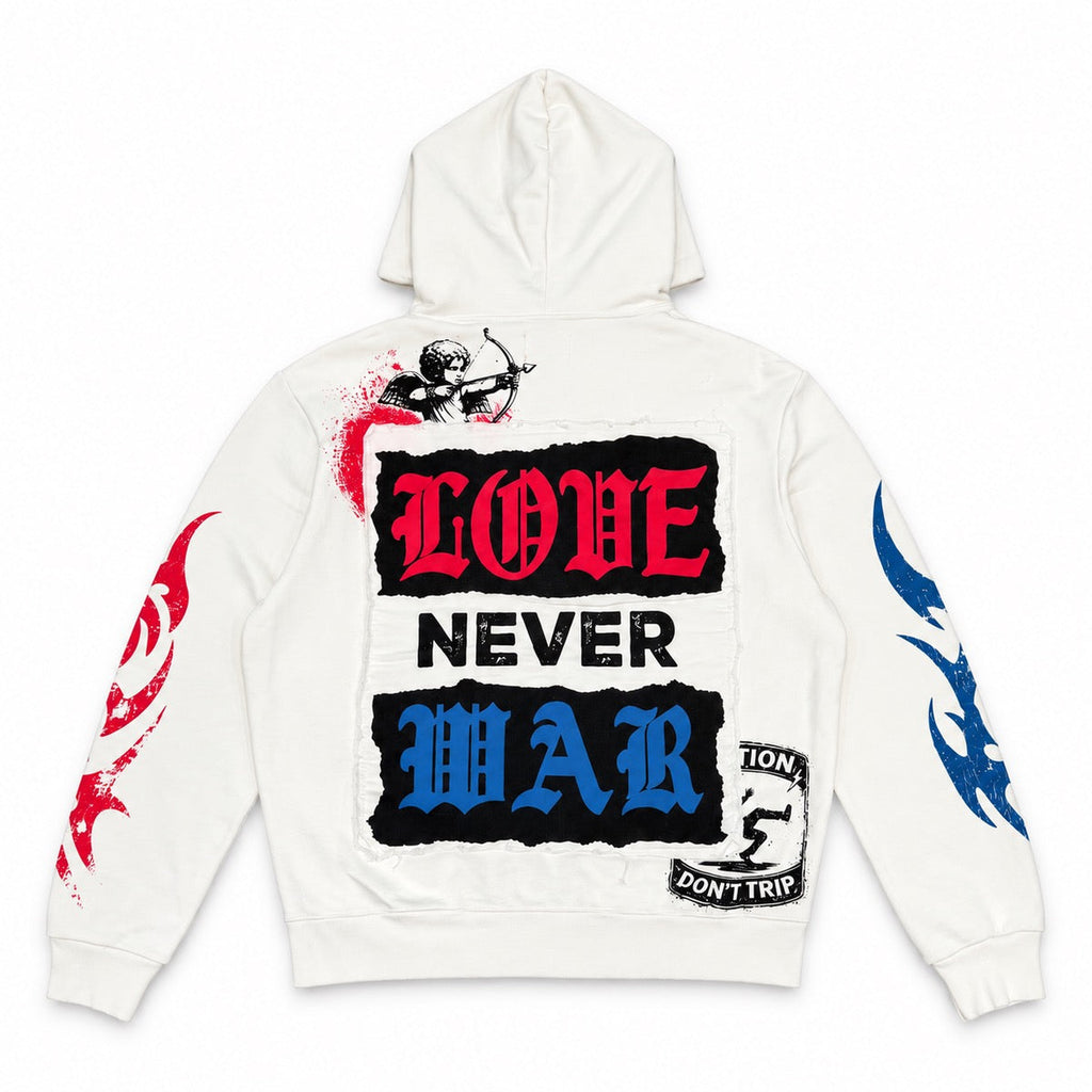 GFTD LA Love Never War White Zip Hoodie - back view