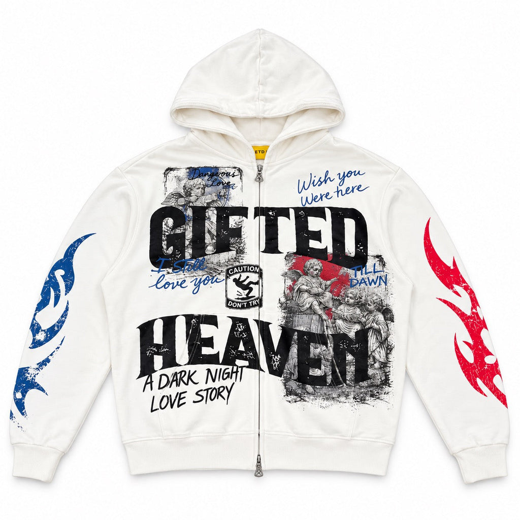 GFTD LA Love Never War White Zip Hoodie - front view