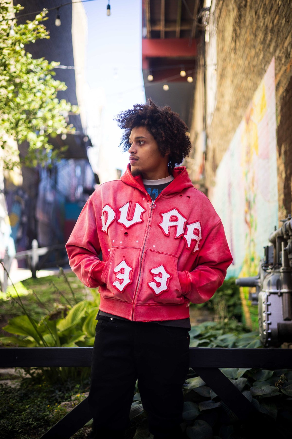 DUAA red hoodie, Icon fall layers