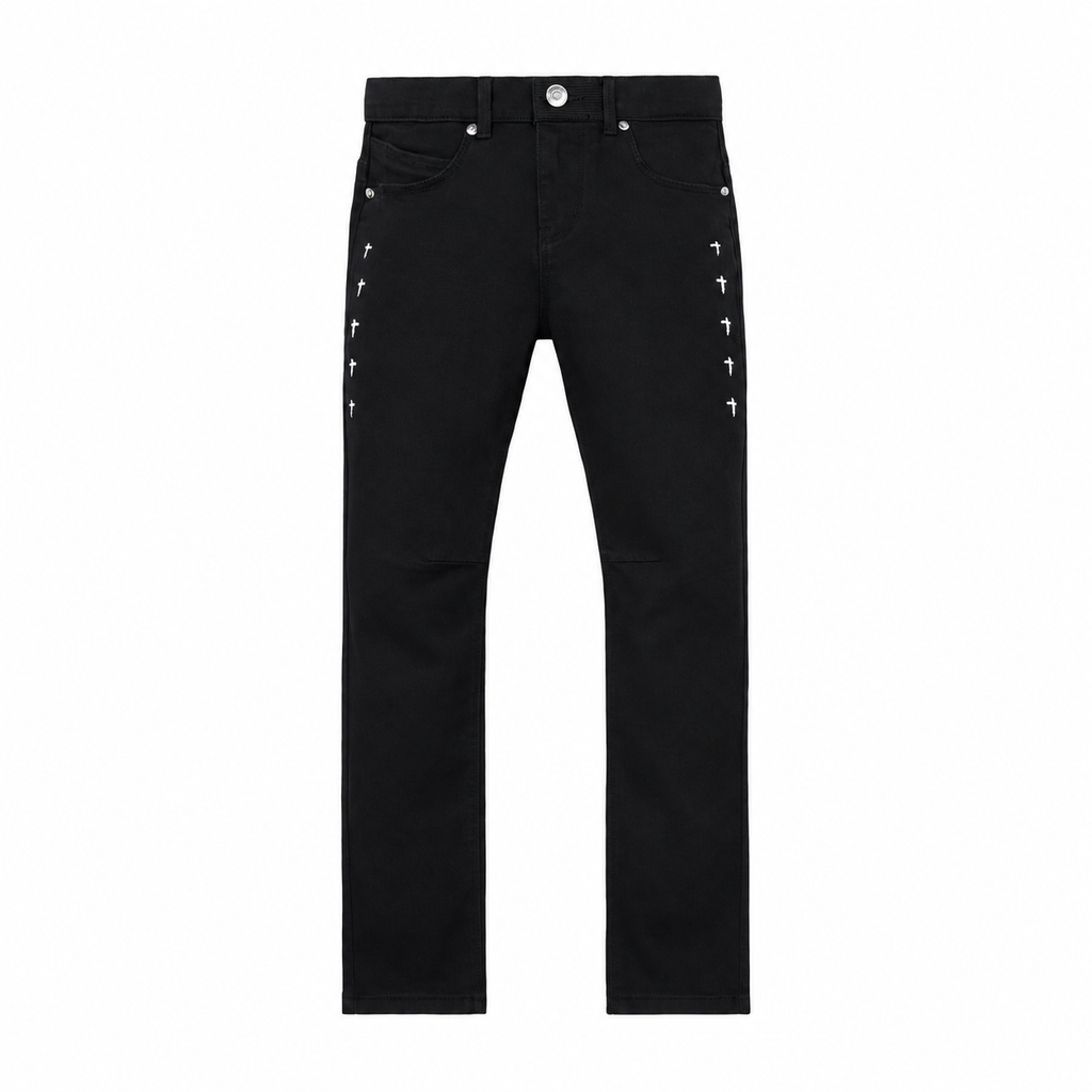 icon rta kids benson multi cross skinny jeans black front