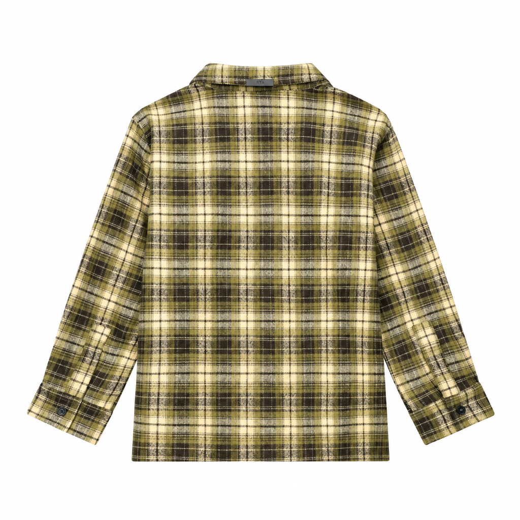 icon rta kids rane plaid button up shirt green back