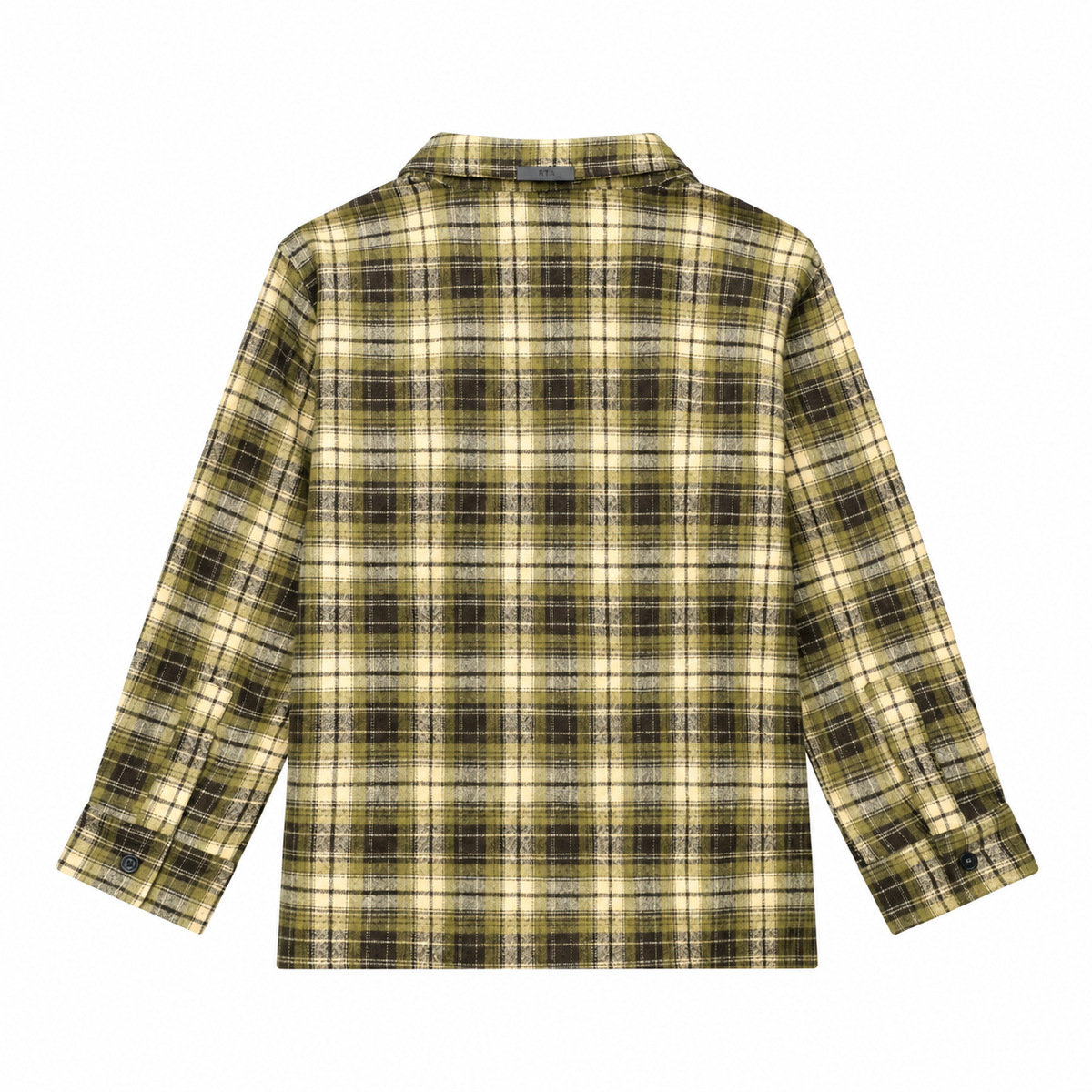 icon rta kids rane plaid button up shirt green back