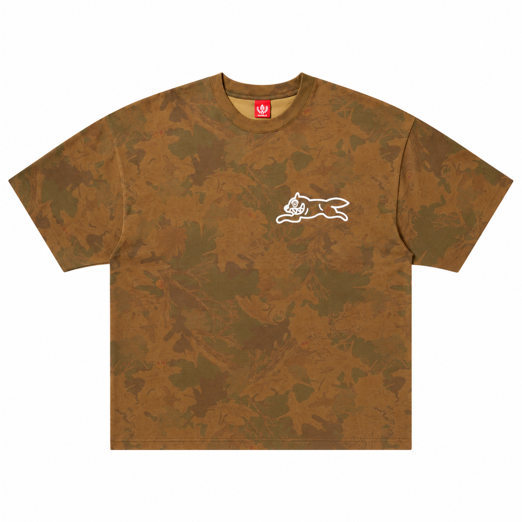 LEAFLET SS KNIT LEAF CAMO - front flat lay on white