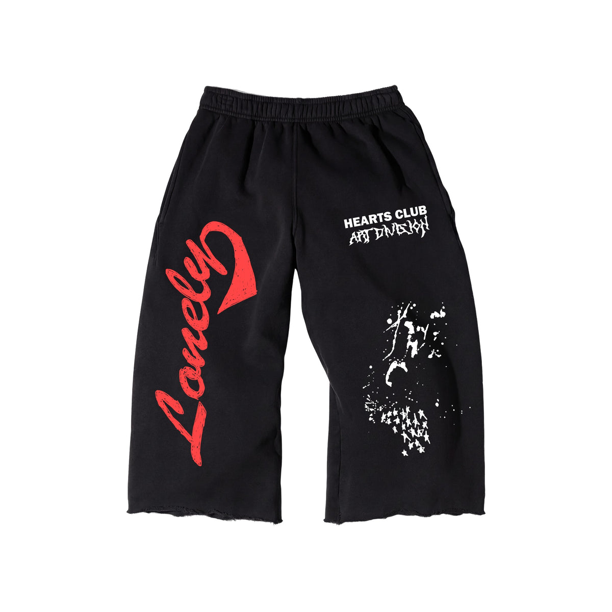 LONELY HEARTS CLUB ART DIVISION PREMIUM LONG SHORTS - BLACK - Front flat lay