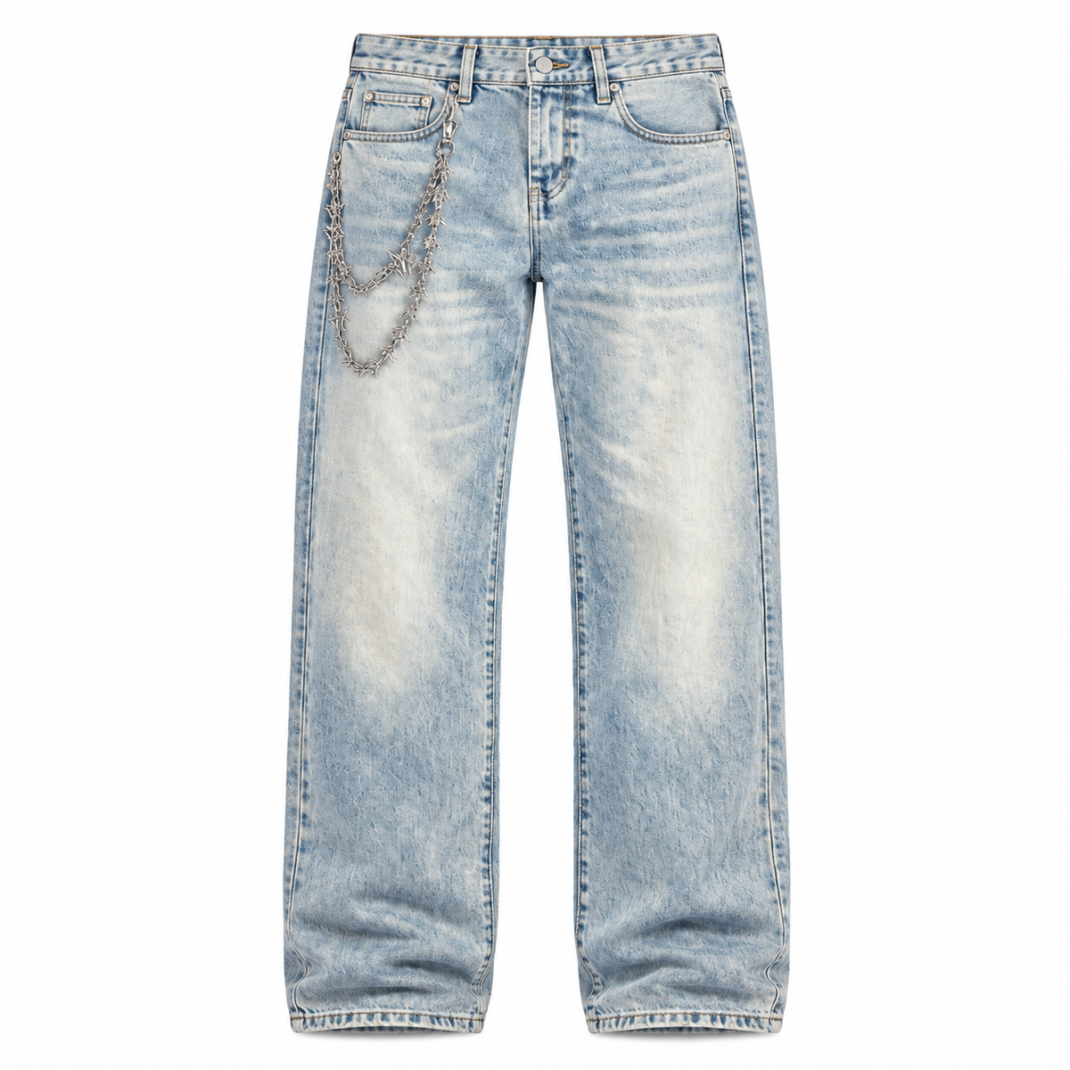 MELEE | INTER RELAXED JEANS - FROSTED STONE front flat lay on white