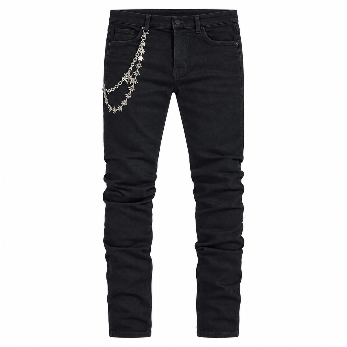 MELEE | NOCTIS SKINNY JEANS - JET BLACK front flat lay on white