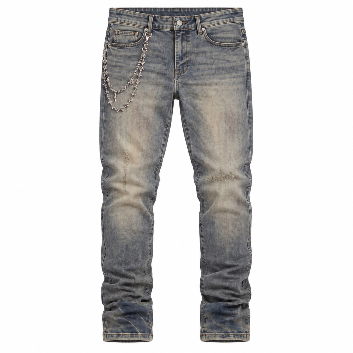 MELEE | VEGA SKINNY JEANS - CHALK WASH front flat lay on white