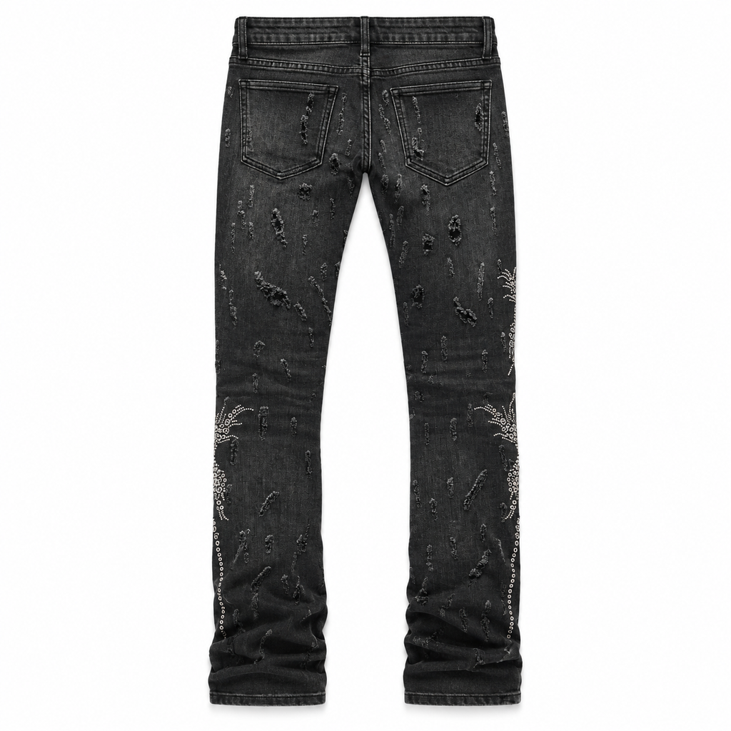 VALABASAS DAVENPORT BLACK WASH STACKED JEANS Black Wash back flat lay
