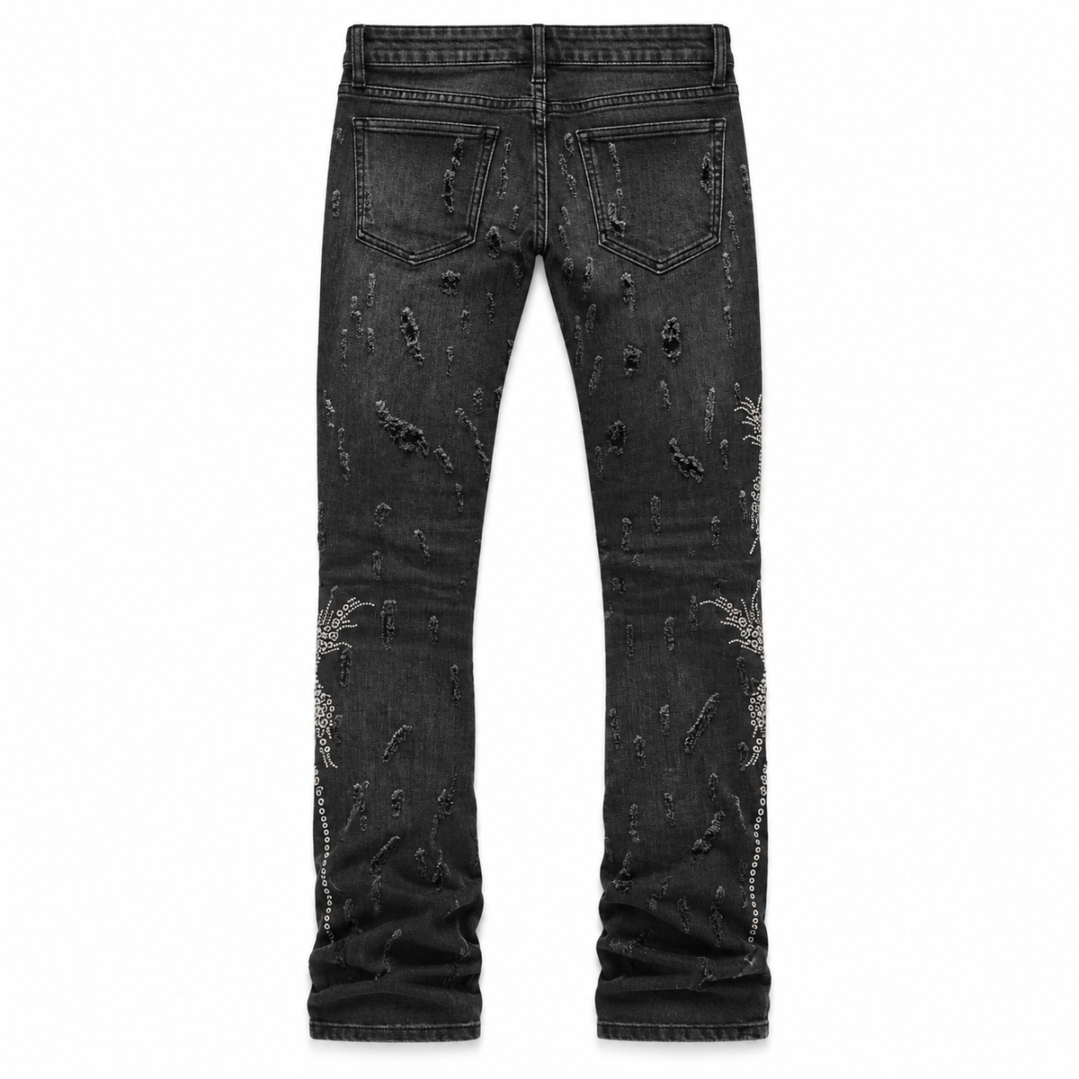 VALABASAS DAVENPORT BLACK WASH STACKED JEANS Black Wash back flat lay