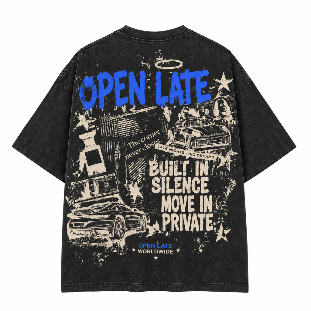 NO CURFEW | BUILT IN SILENCE TEE - VINTAGE BLACK - back flat lay