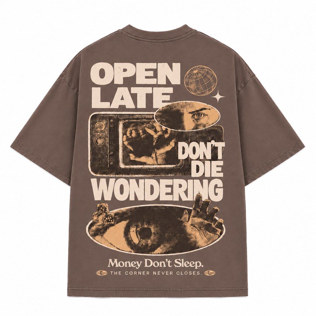 NO CURFEW | DON’T DIE WONDERING TEE - LATTE - back flat lay
