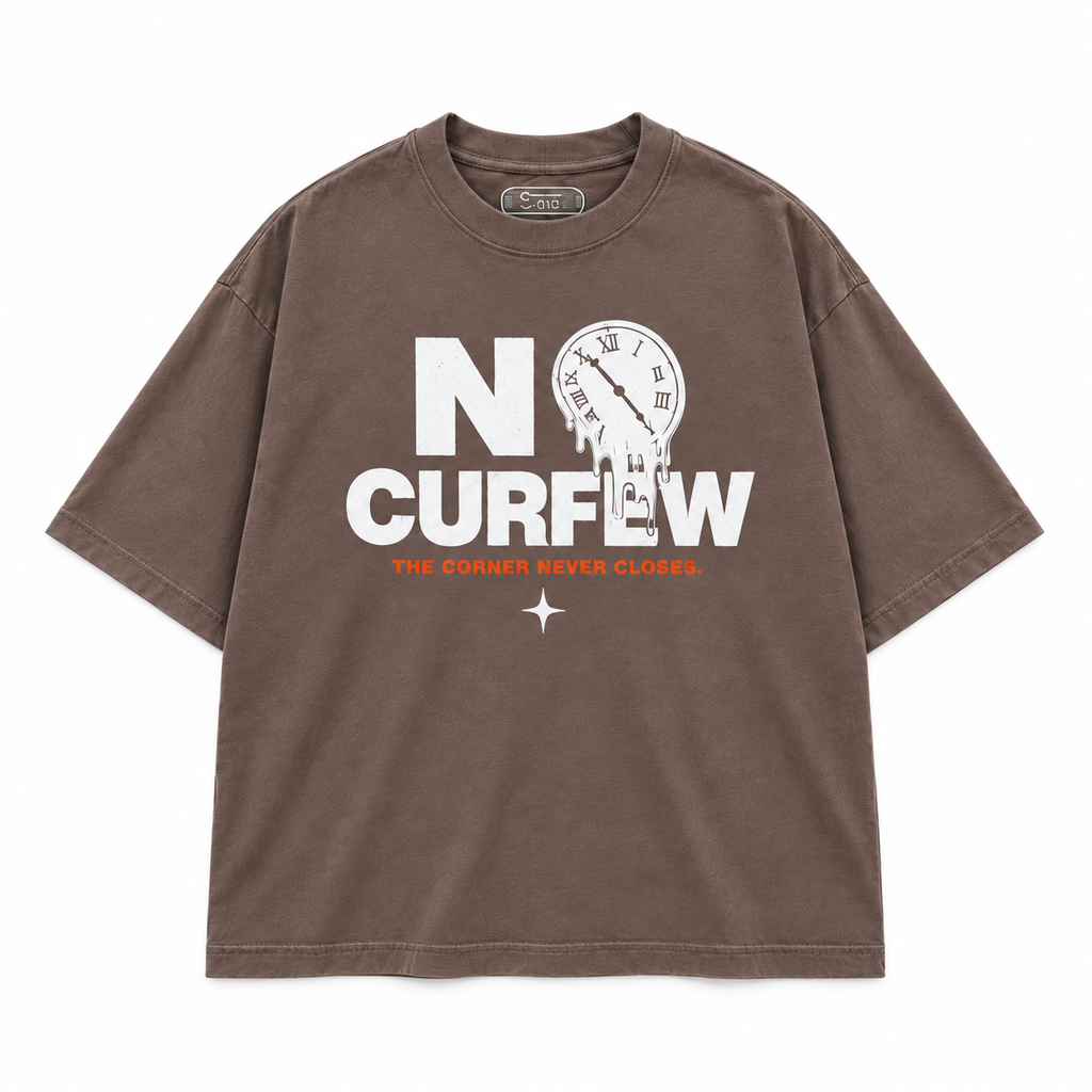 NO CURFEW | DON’T FOLD TEE - LATTE - front flat lay