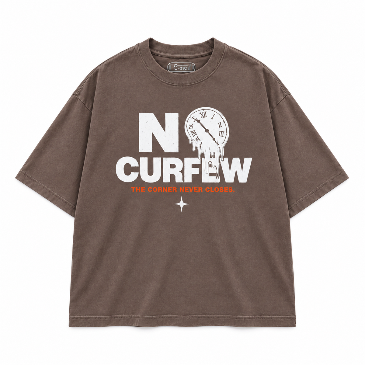 NO CURFEW | DON’T FOLD TEE - LATTE - front flat lay