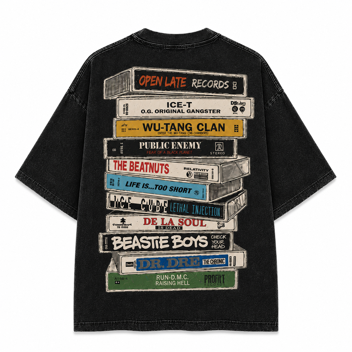 NO CURFEW | OPEN LATE RECORDS TEE - VINTAGE BLACK - back flat lay